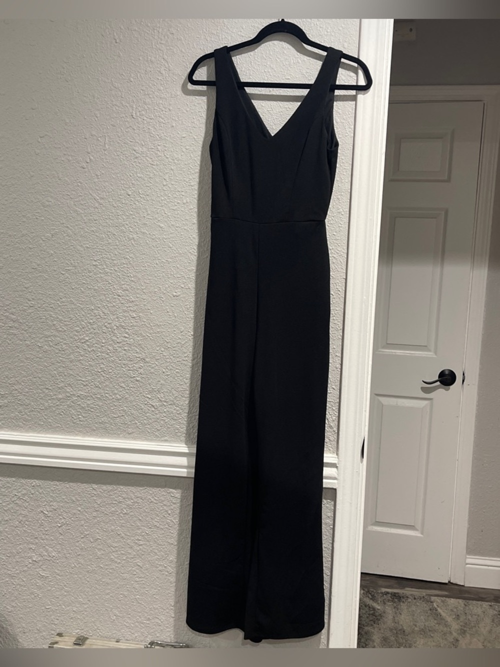 Crystal Sky Black Wide Leg Jumpsuit V Neck Sleeveless Formal Small Elegant